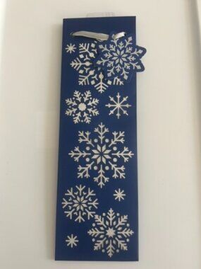Wine Gift Bag blue with silver Snowflakes NEW